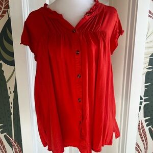 Orange Button-Up Women's Top